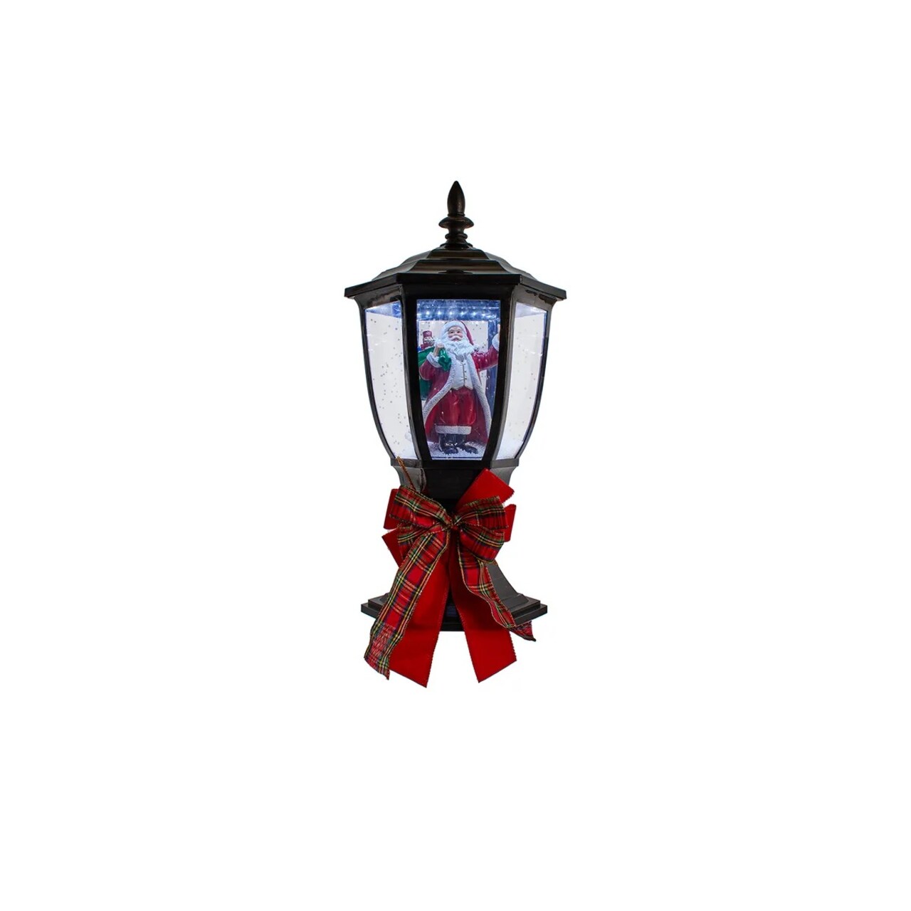 KSA 21" Musical Santa Lamp Post With Snow Effect, Cool White LED lights